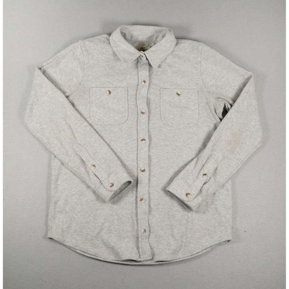 Faherty Mens Knit Button Down Shirt Long Sleeve Grey Small Stretch Coastal